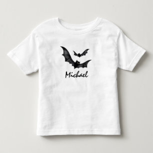 Camiseta De Bebé Nombre personalizado Cute Spooky Black Bats Hallow