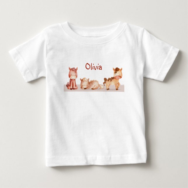 Camiseta De Bebé Nombre personalizado de animal de pequeña granja (Anverso)