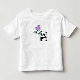 Camiseta De Bebé Nombre personalizado de bebé panda con rosa púrpur