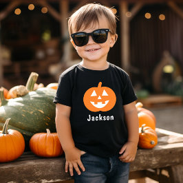 Camiseta De Bebé Nombre personalizado de calabaza de Naranja lindo