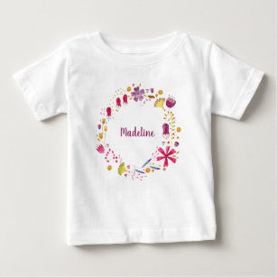 Camiseta De Bebé Nombre personalizado de flor de agua silvestre bot