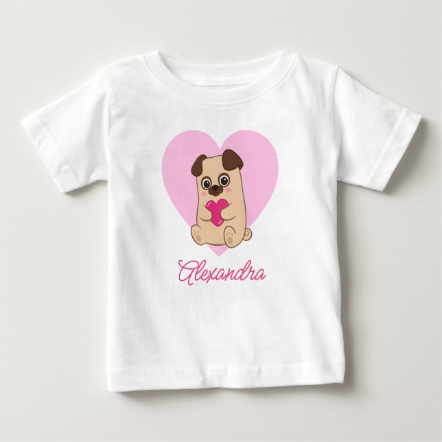 Camiseta De Bebé Nombre personalizado de kawaii de pulmón rosado (Anverso)