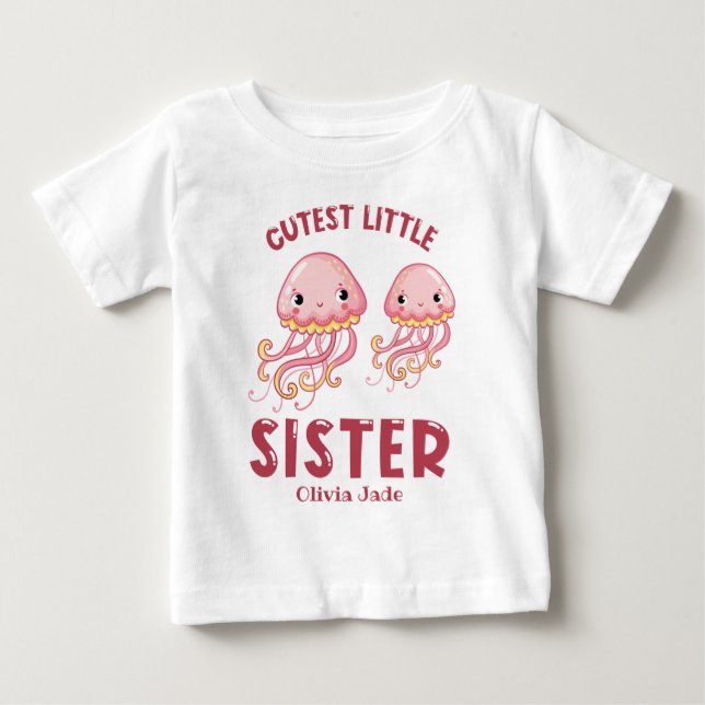Camiseta De Bebé Nombre personalizado de la hermana pequeña (Anverso)