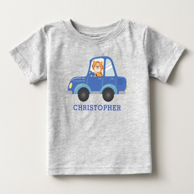 Camiseta De Bebé Nombre personalizado de los niños que conducen tig (Anverso)
