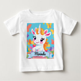 Camiseta De Bebé Nombre personalizado de mariposa de unicornio de b