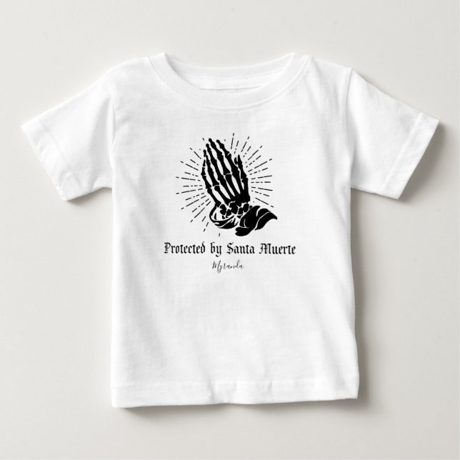 Camiseta De Bebé Nombre personalizado de protección de Santa Muerte (Anverso)