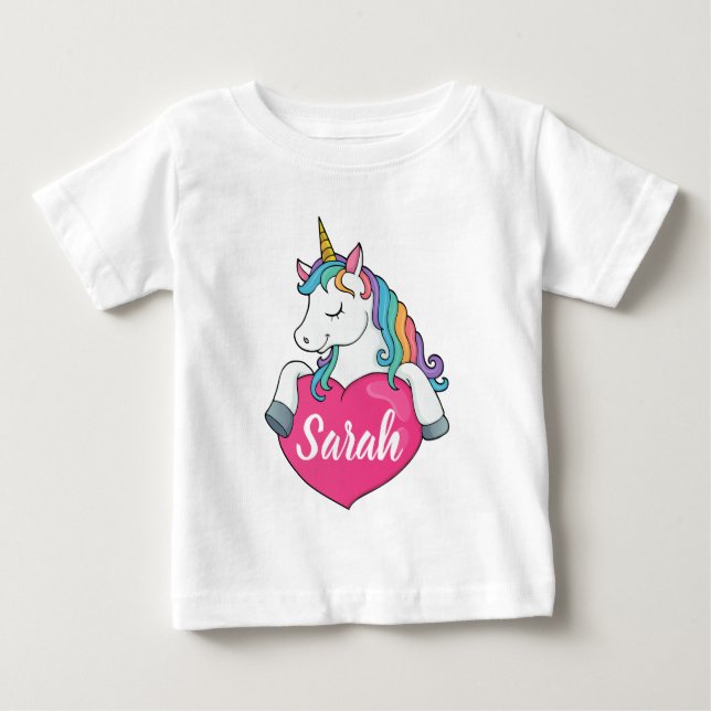 Camiseta De Bebé Nombre personalizado de unicornio (Anverso)