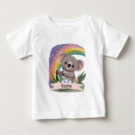 Camiseta De Bebé Nombre personalizado del bebé de Koala Arcoiris