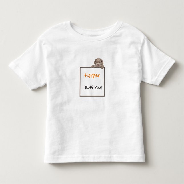 Camiseta De Bebé Nombre personalizado del marco adorable del perro  (Anverso)