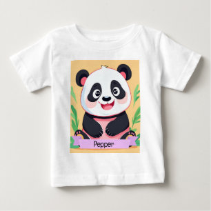 Camiseta De Bebé Nombre personalizado del panda del bebé