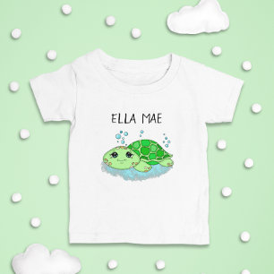 Camiseta De Bebé Nombre personalizado del Personalizado de tortuga