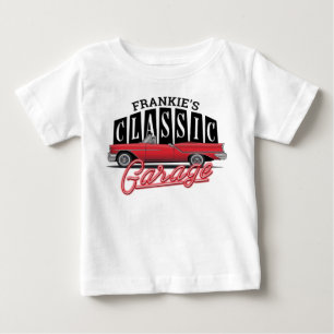 Camiseta De Bebé NOMBRE personalizado Faux Neon 1950's Classic Car