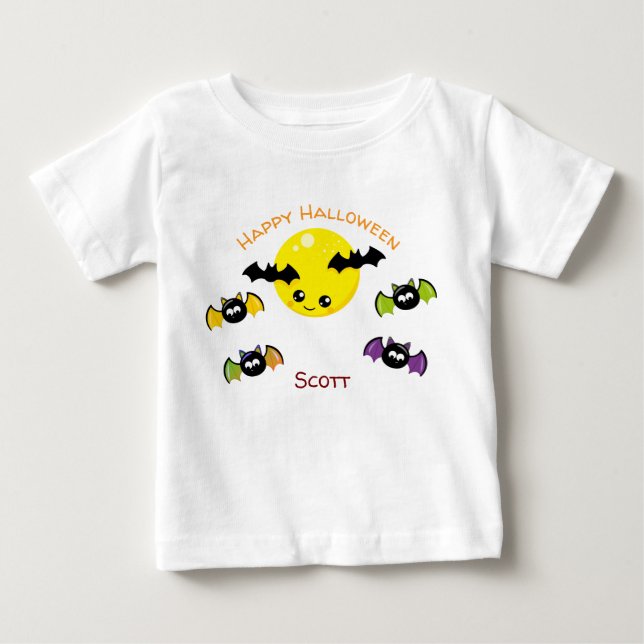 Camiseta De Bebé Nombre personalizado Halloween (Anverso)