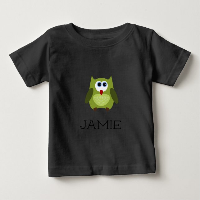 Camiseta De Bebé Nombre personalizado / lechón verde personalizado (Anverso)