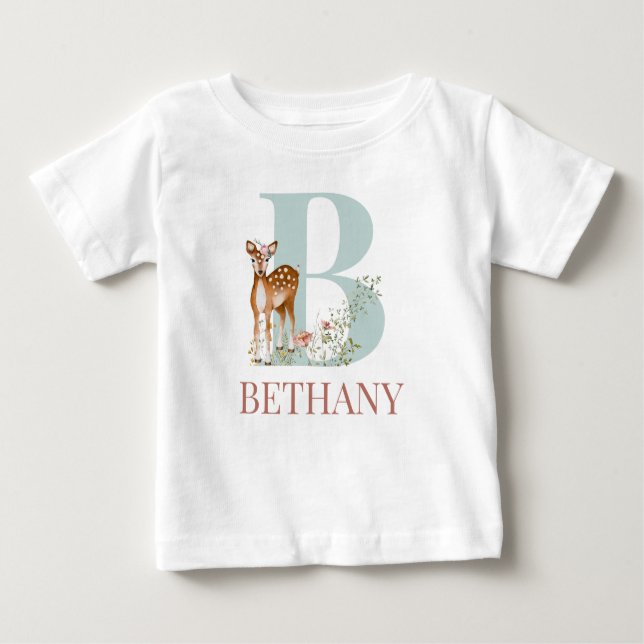 Camiseta De Bebé Nombre personalizado Letra inicial B bebé (Anverso)