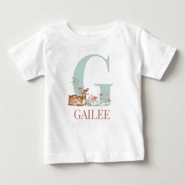 Camiseta De Bebé Nombre personalizado Letra inicial G (Anverso)
