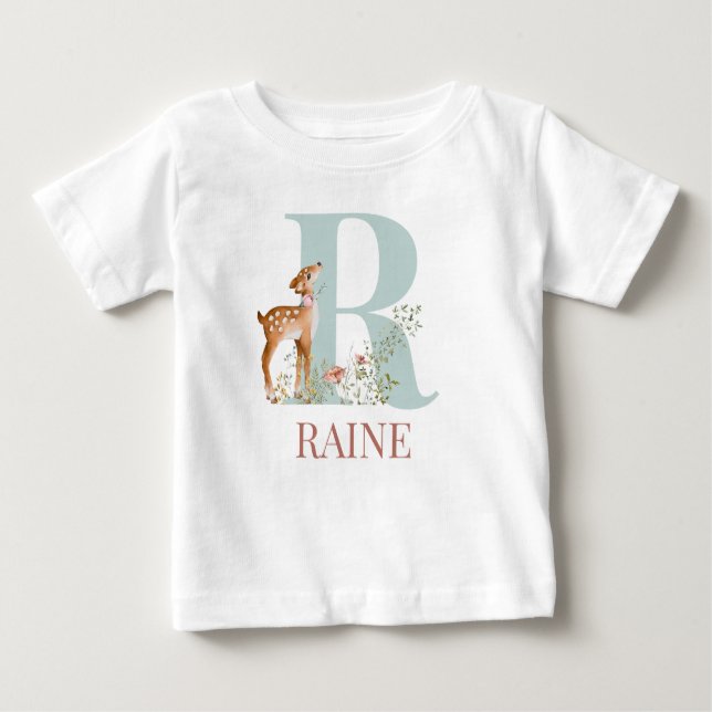 Camiseta De Bebé Nombre personalizado Letra inicial R (Anverso)