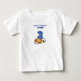 Camiseta De Bebé Nombre personalizado niño 3 cumpleaños pelotas de 