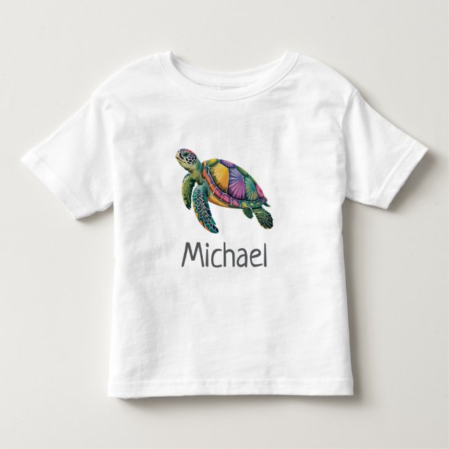 Camiseta De Bebé Nombre personalizado Océano de tortuga marina náut (Anverso)