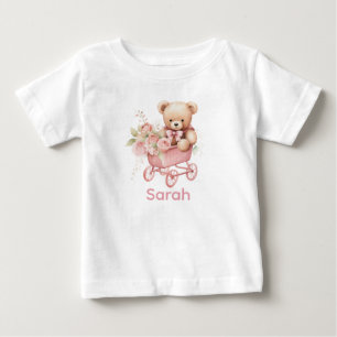 Camiseta De Bebé Nombre personalizado Oso rosa Oso Bebé Shirt