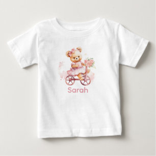 Camiseta De Bebé Nombre personalizado Oso rosa Oso Bebé Shirt