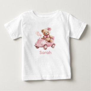 Camiseta De Bebé Nombre personalizado Oso rosa Oso Bebé Shirt