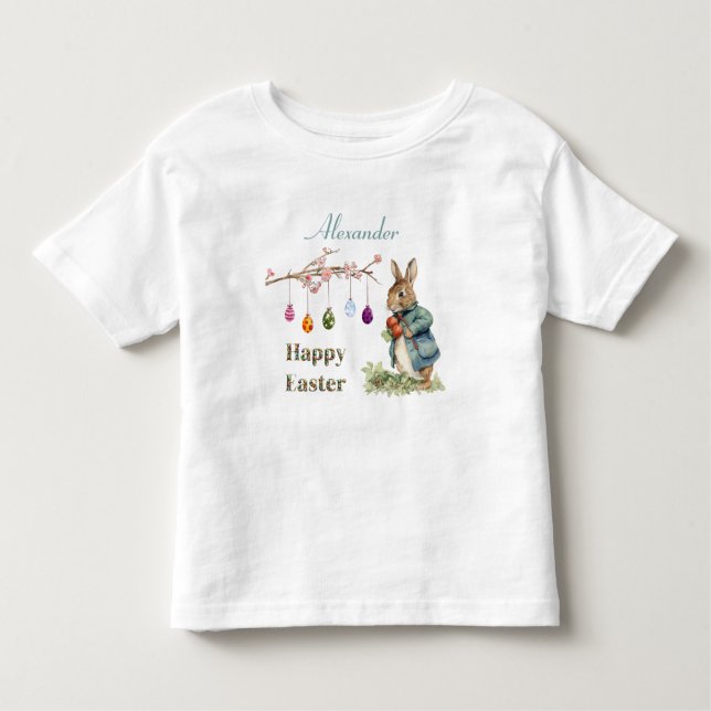 Camiseta De Bebé Nombre personalizado Pedro los huevos de Pascua de (Anverso)