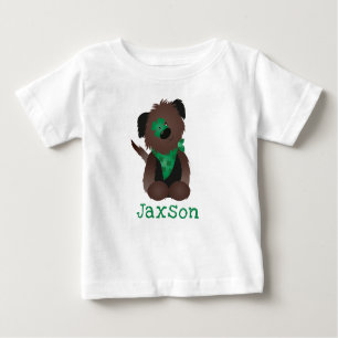 Camiseta De Bebé Nombre personalizado Perro cuatro hojas trébol
