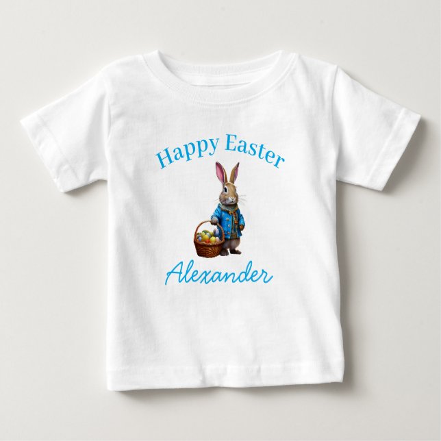 Camiseta De Bebé Nombre Personalizado Peter Easter Egg Basket (Anverso)