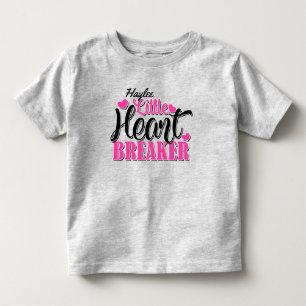 Camiseta De Bebé NOMBRE Personalizado Pink Little Heart Breaker