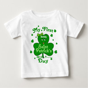 Camiseta De Bebé Nombre personalizado Primer Día de San Patricio de