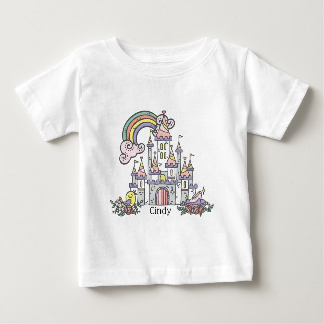 Camiseta De Bebé Nombre personalizado Princess Castle (Anverso)