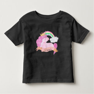 Camiseta De Bebé Nombre personalizado 🌈 Rainbow Unicorn   