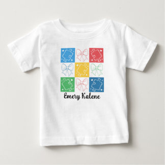 Camiseta De Bebé Nombre Personalizado Retro a Cuadros Conciencia de