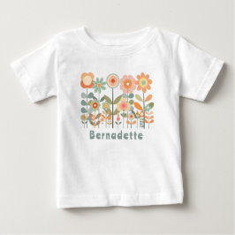 Camiseta De Bebé Nombre personalizado Retro Vintage Floral Flora si