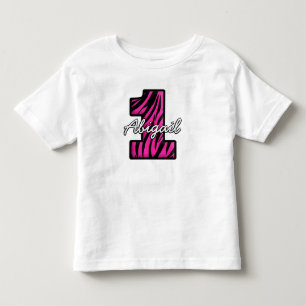 Camiseta De Bebé Nombre personalizado rosa negro cebra un año de ed