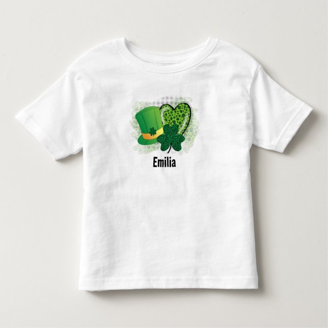 Camiseta De Bebé Nombre personalizado St Patricks Day Shamrock Clov (Anverso)