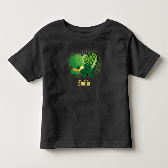 Camiseta De Bebé Nombre personalizado St Patricks Day Shamrock Clov (Anverso)