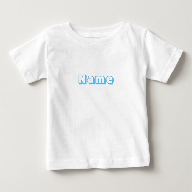 Camiseta De Bebé Nombre personalizado texto azul claro lindo bebé c (Anverso)