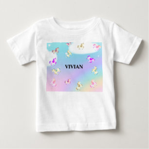 Camiseta De Bebé nombre personalizado unicornio 