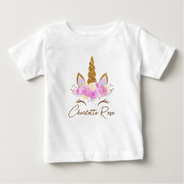 Camiseta De Bebé Nombre Personalizado Unicornio Floral Niñas