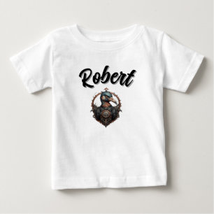 Camiseta De Bebé Nombre Robert Negro Con Ibis Steampunk,