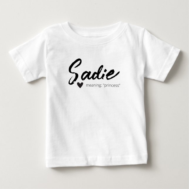 Camiseta De Bebé Nombre Sadie Significado Caligrafía De Texto Moder (Anverso)