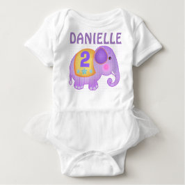Camiseta De Bebé Nombre y edad personalizados Elefante de cumpleaño