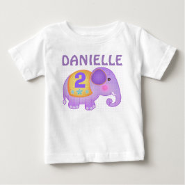 Camiseta De Bebé Nombre y edad personalizados Elefante de cumpleaño