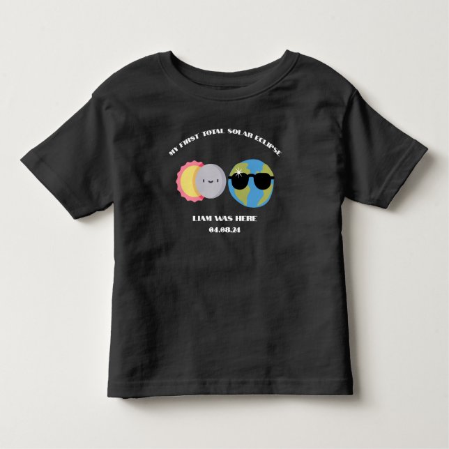 Camiseta De Bebé Nombre y fecha personalizados de eclipse solar (Anverso)