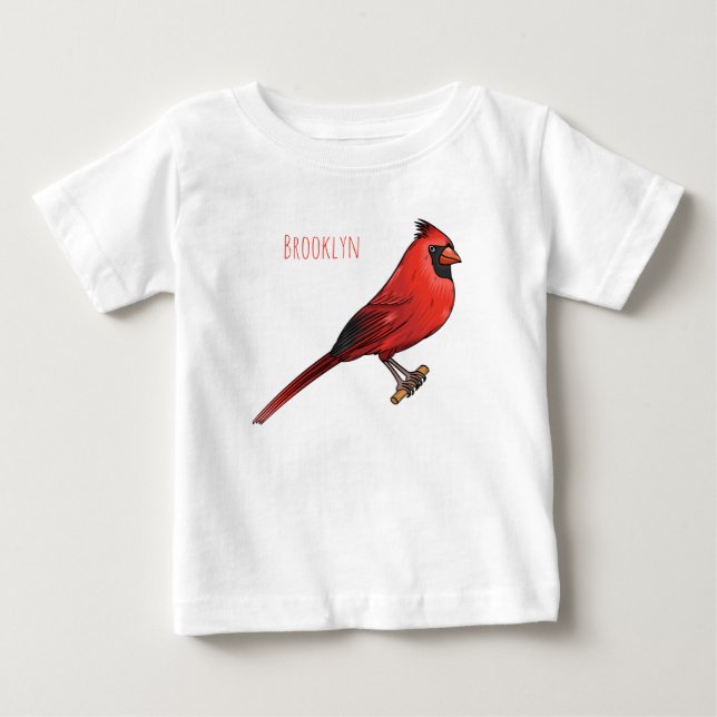 Camiseta De Bebé Northern cardinal bird cartoon illustration (Anverso)