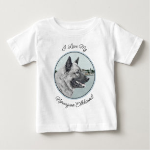 Camiseta De Bebé Norwegian Elkhound en Village Painting - Arte Cani
