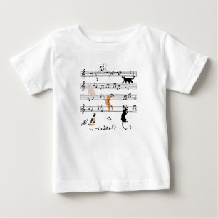Camiseta De Bebé Nota de reproducción de gato Música, Regalo de g