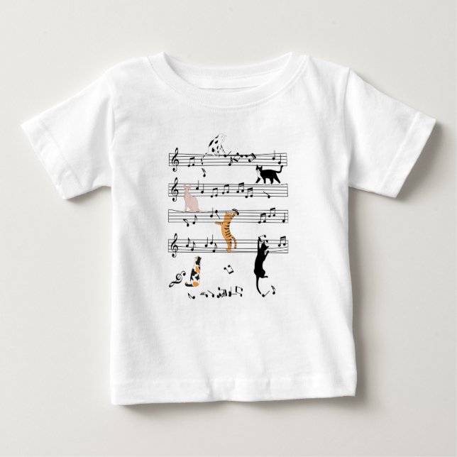 Camiseta De Bebé Nota de reproducción de gato Música, Regalo de gat (Anverso)
